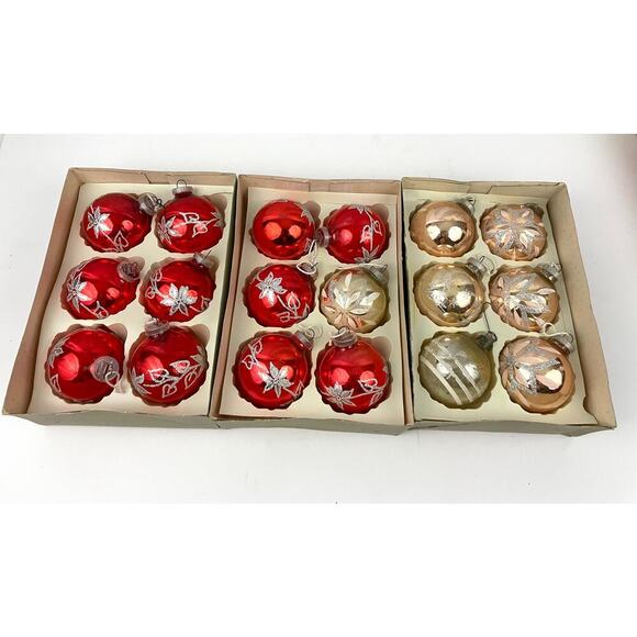 VTG Glitter Glass Ornaments Lot of 18 90s Round Sphere Hand Painted Holiday - Picture 1 of 16